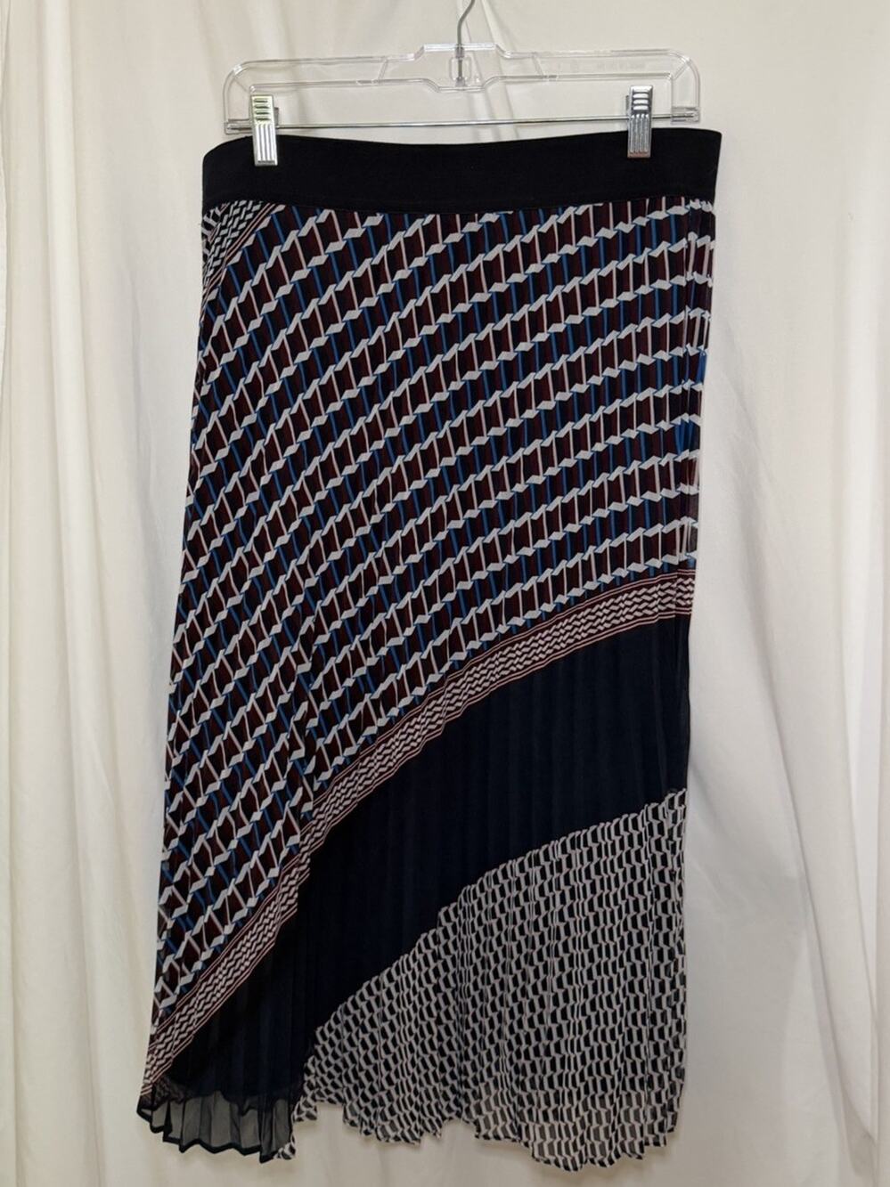 DKNY PLEATED SKIRT PULL ON ELASTIC WAIST MULTICOLOR LINED Large